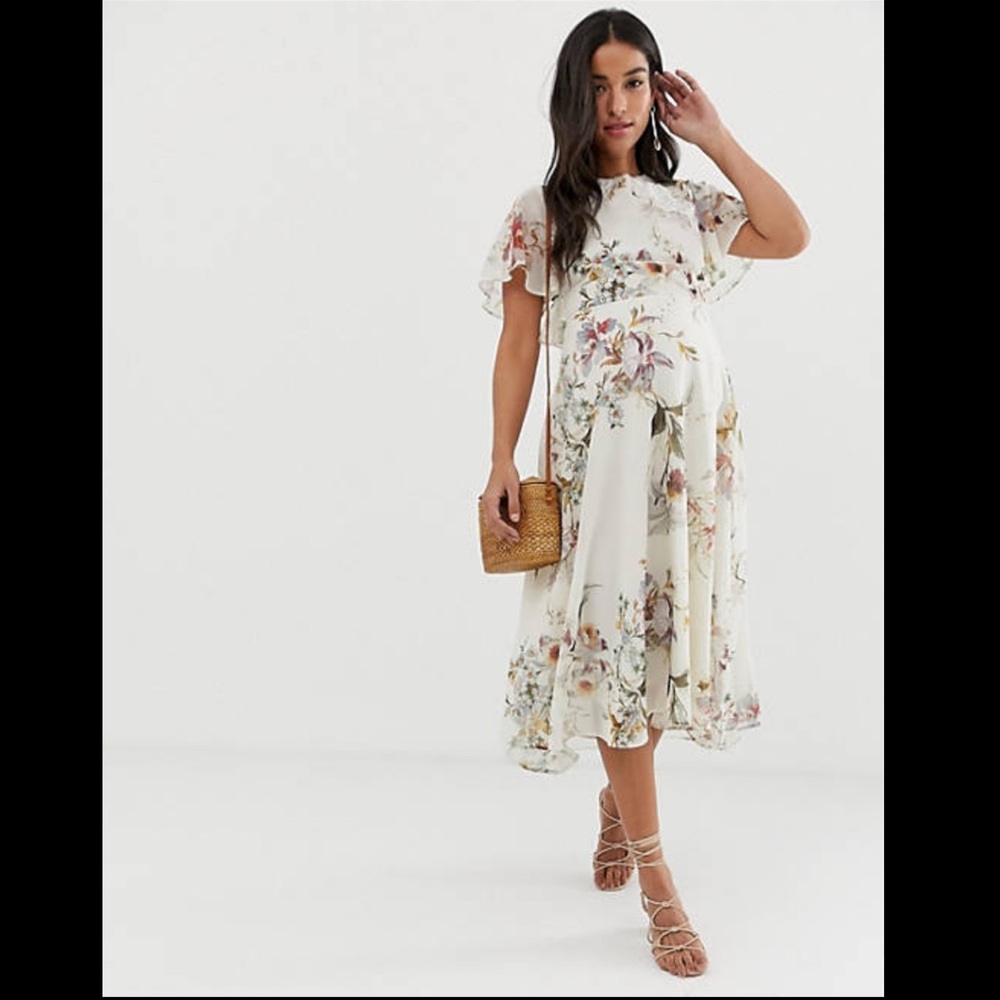 ASOS Hope & Ivy Maternity Dress Midi Floral